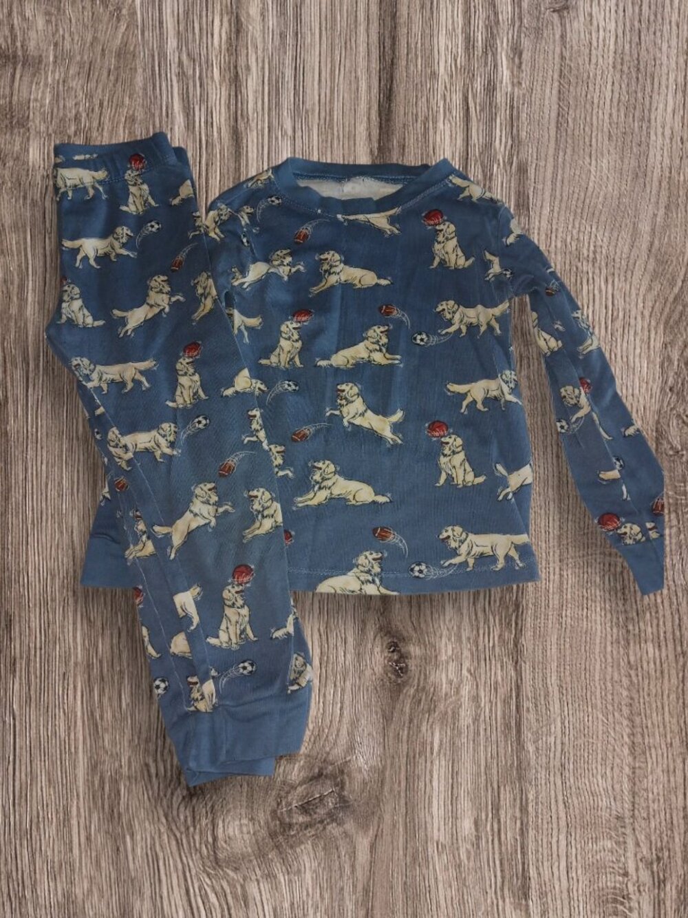 : Member's Mark 3T Football Dog Pajama Set Blue 2 Piece Sleepwear